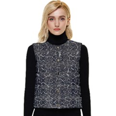 Dark Grunge Geometric Print Pattern Women s Short Button Up Puffer Vest