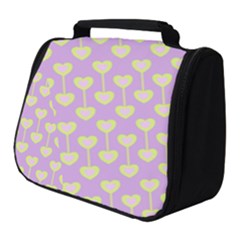 Yellow Hearts On A Light Purple Background Full Print Travel Pouch (small) by SychEva