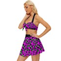 Pink and green leopard spots pattern Vintage Style Bikini Top and Skirt Set  View2