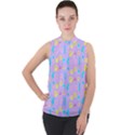 Arcade Dreams Lilac Mock Neck Chiffon Sleeveless Top View1
