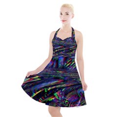 Unadjusted Tv Screen Halter Party Swing Dress 