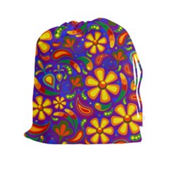 Gay Pride Rainbow Floral Paisley Drawstring Pouch (2xl) by VernenInk