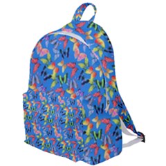 Multicolored Butterflies Fly On A Blue Background The Plain Backpack by SychEva