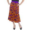 Purple and orange pumpkins, crazy Halloween pattern, Jack o  Lantern Midi Mermaid Skirt View1