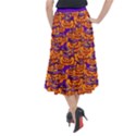 Purple and orange pumpkins, crazy Halloween pattern, Jack o  Lantern Midi Mermaid Skirt View2