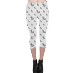 Grey Unicorn Sketchy Style Motif Drawing Pattern Capri Leggings 