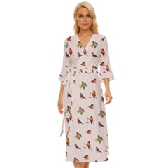 Bullfinches Sit On Branches Midsummer Wrap Dress