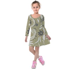 Folk Flowers Pattern Floral Surface Design Seamless Pattern Kids  Long Sleeve Velvet Dress