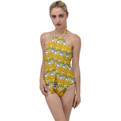 Cartoon Pattern Go With The Flow One Piece Swimsuit