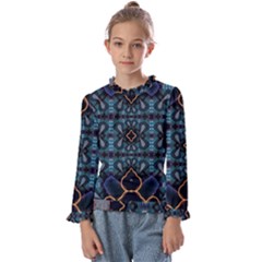 Blue Pattern Kids  Frill Detail Tee