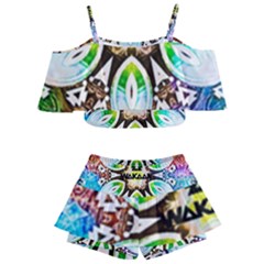 375 Chroma Digital Art Custom Kids  Off Shoulder Skirt Bikini