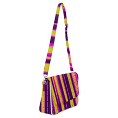 Warped Stripy Dots Shoulder Bag With Back Zipper by essentialimage365