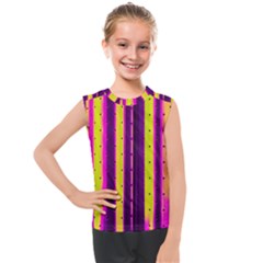 Warped Stripy Dots Kids  Mesh Tank Top