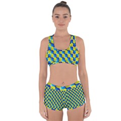 Illusion Waves Pattern Racerback Boyleg Bikini Set