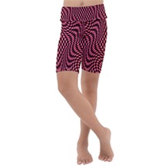 Illusion Waves Pattern Kids  Lightweight Velour Cropped Yoga Leggings by Sparkle