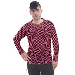 Illusion Waves Pattern Men s Pique Long Sleeve Tee
