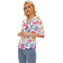 Abstract Multicolored Shapes Lightweight Drawstring Hooded Top View2