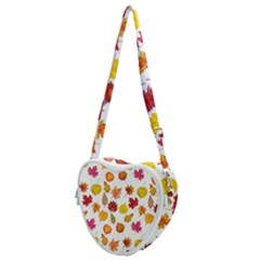 Watercolor Autumn Leaves Heart Shoulder Bag by SychEva