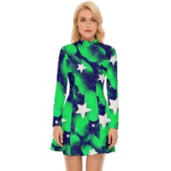 Space Odyssey  Long Sleeve Velour Longline Dress