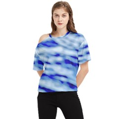 Blue Waves Abstract Series No10 One Shoulder Cut Out Tee