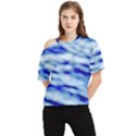 Blue Waves Abstract Series No10 One Shoulder Cut Out Tee View1