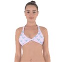 Narwales Stars  Pattern Pink Halter Neck Bikini Top View1