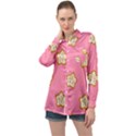 Cookies Pattern Pink Long Sleeve Satin Shirt View1