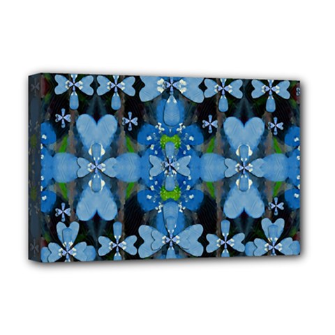 Rare Excotic Blue Flowers In The Forest Of Calm And Peace Deluxe Canvas 18  X 12  (stretched) by pepitasart