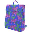 Pink Tigers On A Blue Background Flap Top Backpack View1