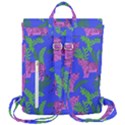 Pink Tigers On A Blue Background Flap Top Backpack View3