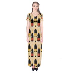 Champagne For The Holiday Short Sleeve Maxi Dress