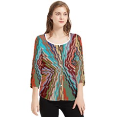 Digital Illusion Chiffon Quarter Sleeve Blouse