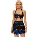 Digital Illusion Vintage Style Bikini Top and Skirt Set  View1