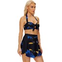 Digital Illusion Vintage Style Bikini Top and Skirt Set  View3