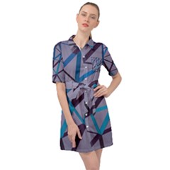 3d Lovely Geo Lines 2 Belted Shirt Dress by Uniqued