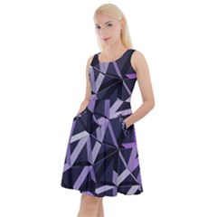 3d Lovely Geo Lines Vi Knee Length Skater Dress With Pockets by Uniqued