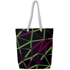 3d Lovely Geo Lines X Full Print Rope Handle Tote (small) by Uniqued
