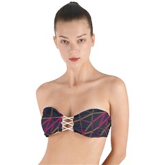 3d Lovely Geo Lines Xi Twist Bandeau Bikini Top
