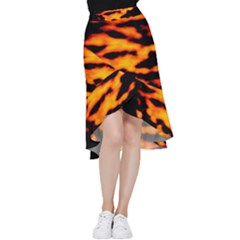 Orange Waves Abstract Series No2 Frill Hi Low Chiffon Skirt