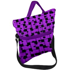 Weaved Bubbles At Strings, Purple, Violet Color Fold Over Handle Tote Bag by Casemiro