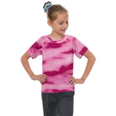 Pink  Waves Flow Series 4 Kids  Mesh Piece Tee