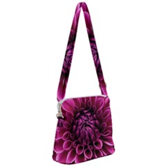 Dahlia-flower-purple-dahlia-petals Zipper Messenger Bag by Sapixe