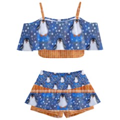 Cute Iceberg Penguins Off Shoulder Skirt Bikini