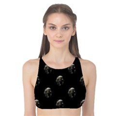 Creepy Head Sculpture With Respirator Motif Pattern Tank Bikini Top