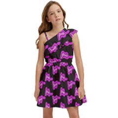 Abstract Waves Kids  One Shoulder Party Dress