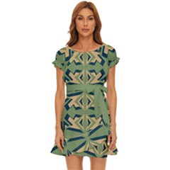 Abstract Pattern Geometric Backgrounds   Puff Sleeve Frill Dress by Eskimos