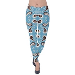 Floral Pattern Paisley Style Paisley Print  Doodle Background Velvet Leggings