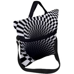 3d Optical Illusion, Dark Hole, Funny Effect Fold Over Handle Tote Bag by Casemiro