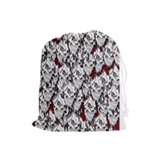 Demonic Skulls Pattern, Spooky Horror, Halloween Theme Drawstring Pouch (large)
