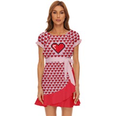 Love Heart 2 Puff Sleeve Frill Dress by NiniLand